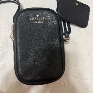 kate spade Black Pebbled Leather Mini Crossbody with Coin Pouch